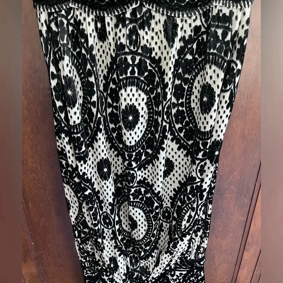Diane von Furstenberg Black Cream Print Velvet Strapless Dress Women XS - Picture 6 of 9